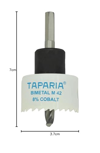 Image of Taparia Bimetal Mini Hole Saw HSM 37 - Precision Cutting Tool, High -Speed Steel Teeth for Wood, Metal & Plastic