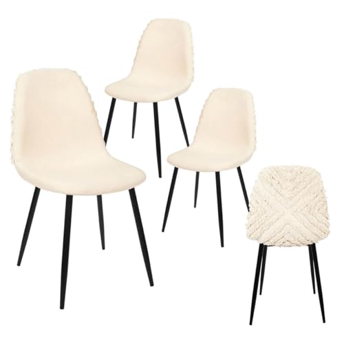 AltoBuy WAP - Lot de 4 Chaises Blanches à Motifs Pieds Noirs