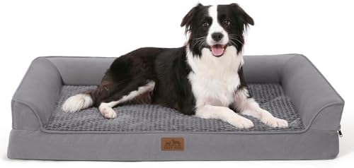 COZY KISS Orthopädisches Hundebett Waschbar für Sehr Große Hunde, XL Grau | Rutschfestes, Weiches U-förmiges Hundebett, Wasserdichter Abnehmbarer Bezug, Tragbares Haustiersofa, 107