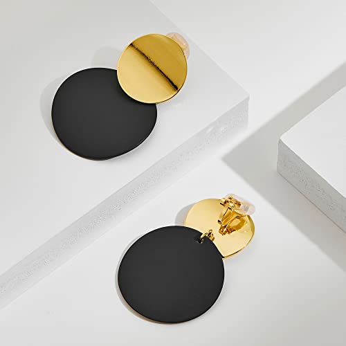 LILIE&WHITE Gold Clip On Earrings For Women Round Disc Earrings In Gold And Other Color Geometric Earrings Clip On Dangle Earrings Statement Earrings Jewelry Gift4