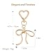 Rikhiua Cute Bow Keychain Elegant Bow Bag Charm Heart Keychain for Women Keys Bag Purse Decor Friend Sister Family (Gold)