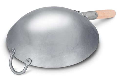Craft Wok 731W88-12In, Wok Tradizionale In Acciaio Al Carbonio Martellato A Mano, Con Manico In Legno E Manico Di Supporto In Acciaio (30,5 Cm, Fondo Rotondo) - 3
