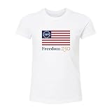 Official Freedom 250 Logo T-Shirt – America 250 Semiquincentennial Youth Patriotic Tee, White, Small