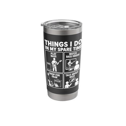 Funny Bass Player Spare Time Bassist Guitar Musician Stainless Steel Insulated Tumbler
