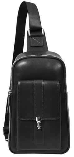 Bolsa de pecho de piel auténtica: comodidad urbana para el hombre activo en color negro Lodi