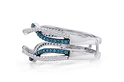 Jewel Zone US Blue White Cubic Zirconia Guard Wrap Ring in 14k Gold Over Sterling Silver3