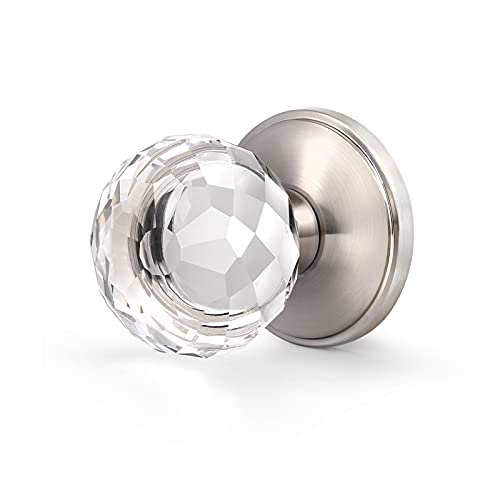 Nizado Brushed Nickel Glass Door Knobs Dummy Function,Crystal Style Doorknob Dummy,Interior Door Handles #TOP7