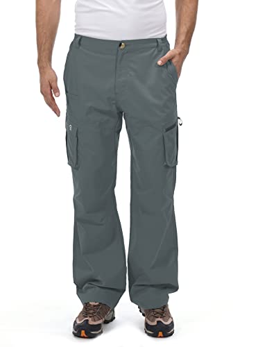 Little Donkey Andy Men's Quick Dry UPF 50+ Cargo Pants, Stretch Lightweight Outdoor Hiking Pants Steel Gray L
