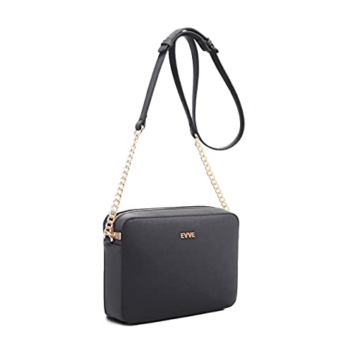 EVVE Women's Saffiano Crossbody Camera Bag Designer Shoulder Purse with Chain and Leather Strap2