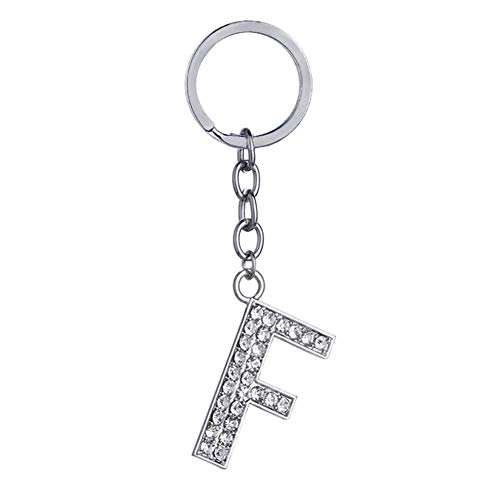 Preisvergleich Produktbild MSYOU Exquisite Schlüsselanhänger Legierung Strass 26 Englische Buchstaben Anhänger Stil Auto Tote Geldbörse Anhänger Zubehör Charme Mode Geschenk (F)
