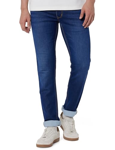 Image of Peter England Men's Slim Tapered Jeans | Denim | Premium | Modern Fit