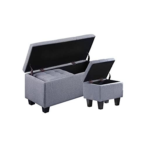 Tassullo Hinged Storage Ottoman Set of 3, 38'' Living...