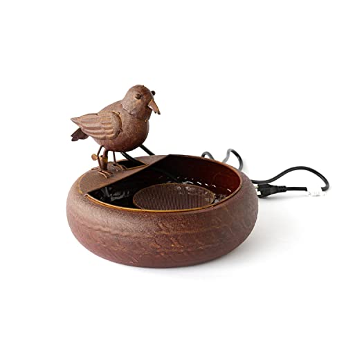 Park Hill Collection Folk Art Little Bird Fountain Spitter With Pump Is Great Decor For Patio, Deck And Home, Folk Art Inspired Metalwork, 12X12X8 Inches #TOP1