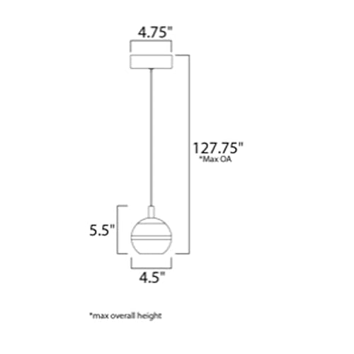 Et2 E24591-93Pc Swank Metal Band On Clear Acrylic / Frosted Orb Led Mini Pendant Ceiling Lighting, 1-Light 6 Watt, 6"H X 5"W,Polished Chrome #TOP5