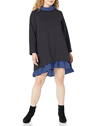 Mordenmiss Women's Flared Layers Dress Hi-Low Ruffle Hem Tunic Top XXL Black