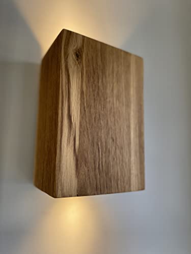 Blockholz-Schmiede Eichen LED Wandleuchte Innen - Wandlampe für Flur, Treppenhaus, Schlafzimmer - Inklusive Leuchtmittel (nicht dimmbar) Cover