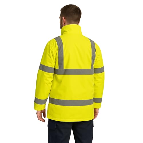 Step Ahead Mens Hi Vis Waterproof Parka Jacket - Safety Workwear High Visibility Coat - EN20471 & RIS-3279-TOM Railway Standard - Ideal for Construction, Warehouse, Utilities (Yellow, XL) - Image 5