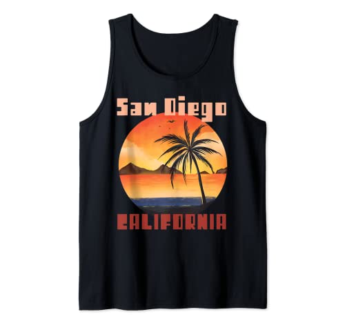 San Diego Palmeras California Vacation Beach Ocean Camiseta sin Mangas