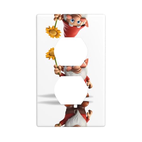 Phayah Gnomes Take Sunflowers - Placa de pared de doble enchufe de policarbonato termoplástico de tamaño estándar