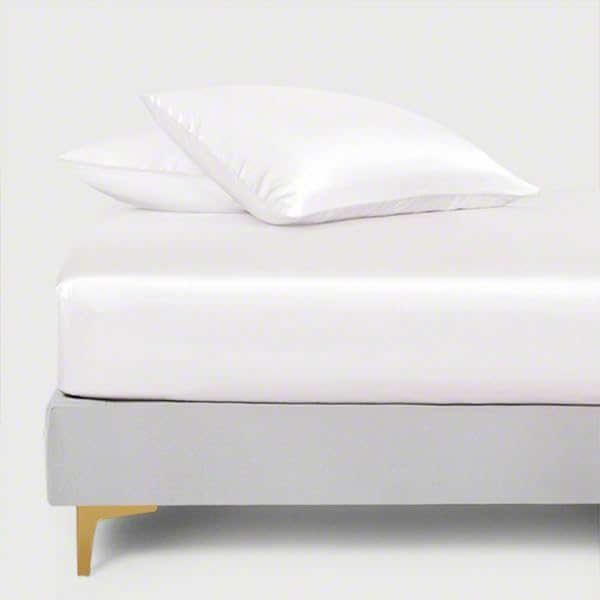 LINENWALAS Tencel Lyocell Fitted Sheet Only with Secure Snug Fit All Around Elastic 16 Inches Deep Pocket - Softest Cooling Eucalyptus Silk Bedding (White, Queen)