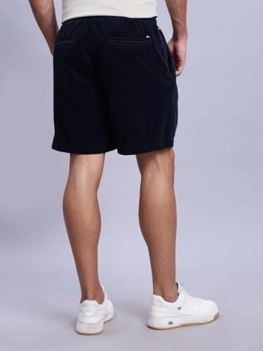 Image of Straight Fit Textured Mid Rise Shorts