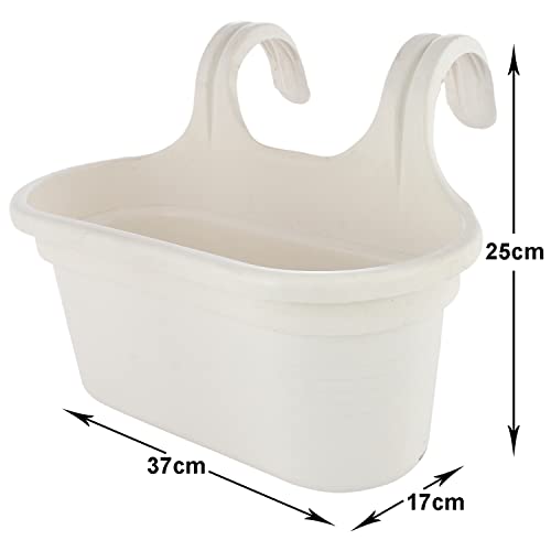 Image of Kuber Industries Hanging Flower Pot|Double Hook Plant Container|Durable Plastic Glossy Finish Pots for Home|Balcony|Garden|12 Inch|Pack of 3 (Multicolor)