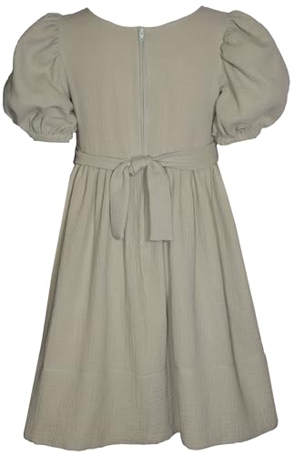 Bonnie Jean Tween Girls Puff Sleeved Smocked Gauze Dress for Back to School, Spring, and Summer2