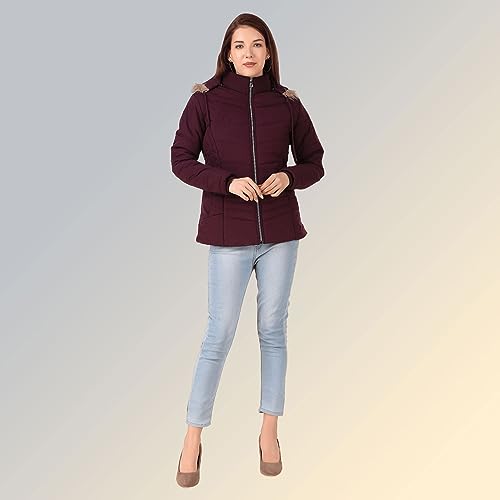 Image of Brazo Girls and Women's Puffer Regular Fit Bomber Jacket For Winter Wear | Hooded Neck | Full Sleeve | Zipper | Casual Jacket For Woman & Girl | Western Stylish Jacket For Women