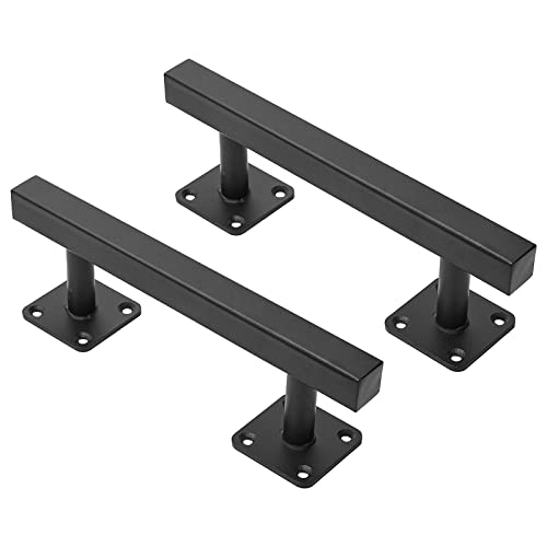 Purife 9'' Square Sliding Barn Door Handles and Pulls Pack of 2, Black Vintage Gate Pull Hanlde, Iron Handle for Gates, Garage, Sheds, Outdoor Fence, Interior Closet Handles