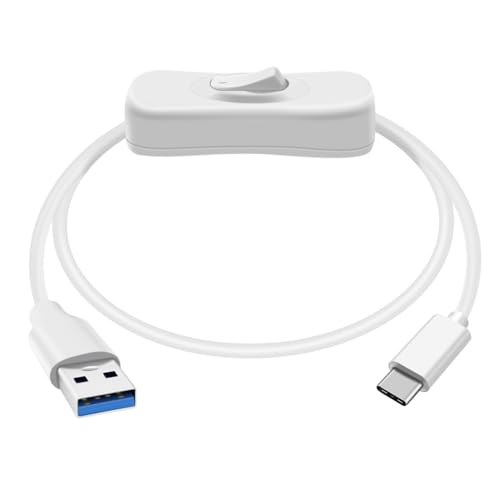 Image of HuaLiSiJi USB A 3.0 to USB C Cable with Switch USB C Data and Charging Cable for Fan, Camera, Cell Phone Type C (White, 1 m)
