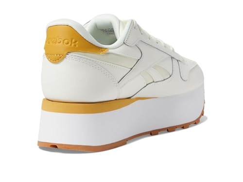 Reebok Women's Classic Leather Triple Lift Sneaker, Chalk/Chalk/Heritage Gold, Size 10