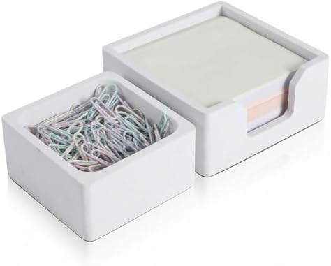 Concrete Desk Organizer Set of 2 - Minimalist Sticky Note Holder ...