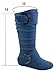 TOP Moda Bank-81 Women's Fashion Round Toe Flat Heel Zipper Buckle Slouchy Mid-Calf Boot Shoes (8 B(M) US, Denim Blue)