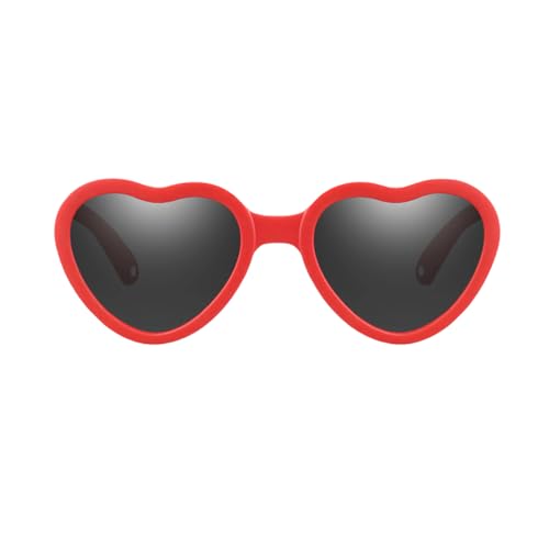 Image of Baby Heart Sunglasses with Strap Flexible Polarized Heart Shaped Sunglasses for Toddler Newborn Ages 0-24 Months