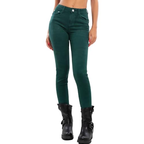 Toocool Damenjeans Skinny Slim Stretch Enganliegend VI-8006, dunkelgrün, M
