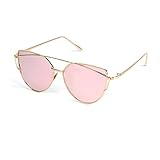 Hippih Cat Eye Sunglasses Metal Frame Mirror Sunglasses For Women