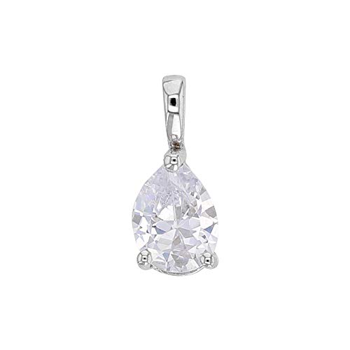 Pendentif Or blanc poire oxyde 3 griffes pour briller sans gêne