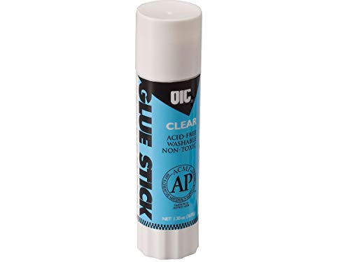 Officemate Glue Sticks, Clear, 1.3 oz, Box of 12 (50003)