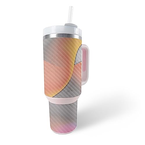 Image of MightySkins Carbon Fiber Skin Compatible with Stanley The Quencher H2.0 FlowState 40 Oz Tumbler - Marble Magma | Protective, Durable Textured Carbon Fiber Finish | Easy to Apply