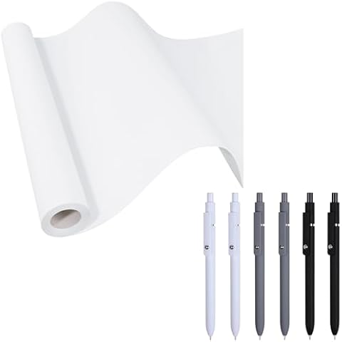 Donyang White Wrapping Paper Craft Paper Kraft Paper Roll 15" x 450"& Gel Pens, Preppy Essentials 0.5mm Fine Point Journaling Note Taking Pen Ballpoint, Black Ink Aesthetic Pen Sets Cover