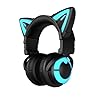 YOWU Cat Ear Headphones, Cute Cat Ear Gaming Headsets with Bluetooth 5.2 for PC/PE/Switch/PS4/PS5, Built-in Mic & Customizable RGB Light Effect for Anime Lovers(CE Black)