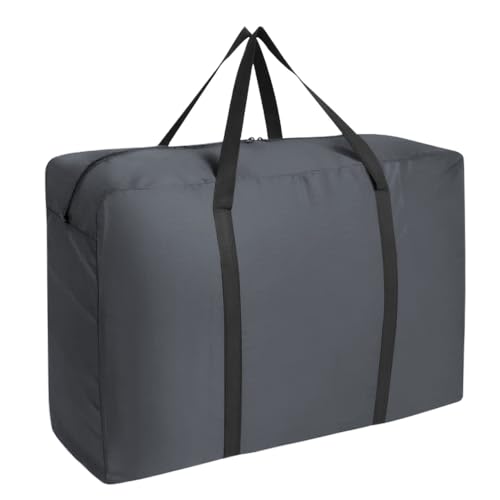 YWKJDDM Super Groß Aufbewahrungstasche, 90L Oxford Aufbewahrungsbehälter Organisator, 600D Langlebige Tragetasche Camping Tasche für Bettwäsche Bettdecken Kleidung Kissen Reise Organisator(Grau)