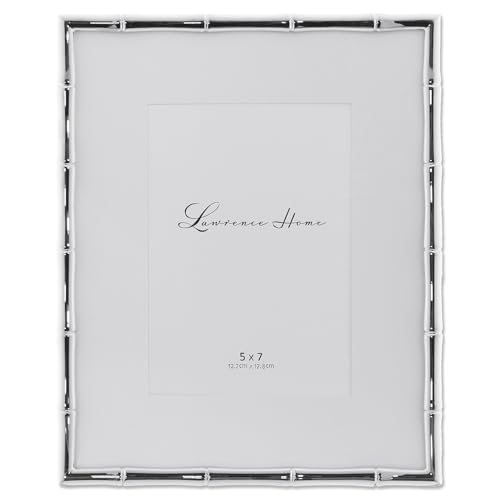 Lawrence Frames Bamboo Design Metal Frame, 8x10, Matted 5x7, Silver