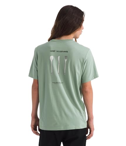 The North Face Men's Evolution Sketch Logo Short-Sleeve Tee | Cotton Shirt with a Logo Graphic, Slate Moss, Large