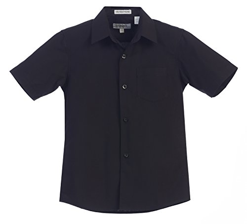 Gioberti Boy's Short Sleeve Solid Dress Shirt, Black, 6 #TOP3
