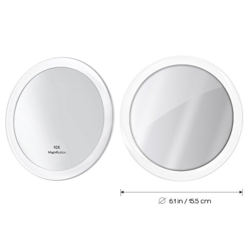Frcolor 10X Magnifying Mirror with 3 Suction Cups Cosmetic Make Up Mirror Folding Pocket Mirror 5.9 Inch (White)