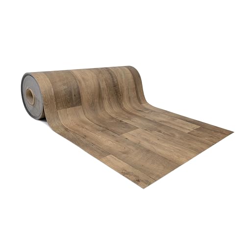 GIURI TESSUTI - Pavimento in PVC - Rivestimento per superfici in Vinile Impermeabile con texture Antiscivolo e supporto in Tessuto Insonorizzante (AL METRO, CHALET BROWN)