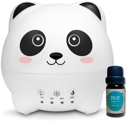 SIMPL Cute Panda Essential Oil Diffuser-300ml Kids Ultrasonic Aroma Diffuser Humidifier, 7 Color Changing Night Light & Waterless Auto-Off for Nursery, Baby Room, Home, Office & Spa.