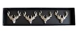 Kerzenpin Hirschkopf Metall Silber 4er Set Kerzenstecker Hirsch 6 cm Kerzendeko