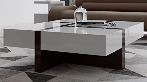 Zuri Furniture Modern Mcintosh 40" Square Coffee Table - White And Ebony #TOP26